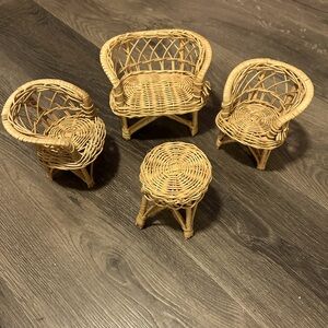 Vintage Wicker dollhouse furniture: set of 4